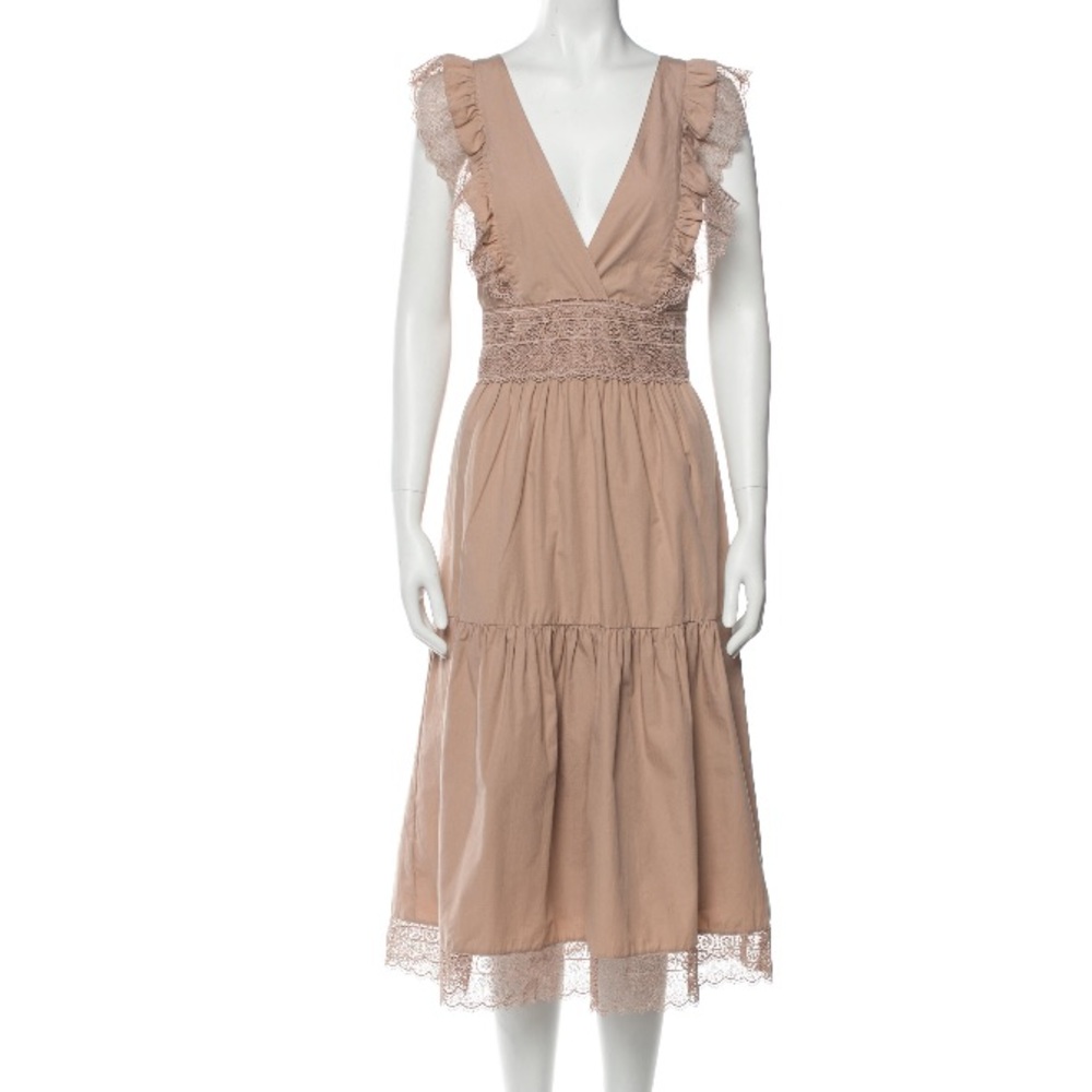 NWT Magali Pascal Beige Khaki Vivienne Midi Dress S $295